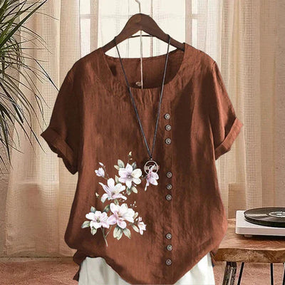 Abigail - Leinenhemd mit Blumenmuster aus Baumwolle