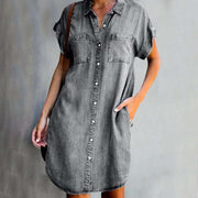 Ruby - Kurzärmeliges Denim-Kleid für Frauen