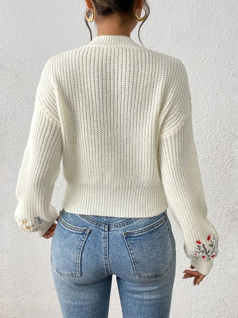 Camille - Eleganter Strickpullover mit Blumenmuster für Frauen