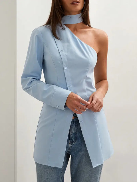 Dorothy - Elegantes One-Shoulder Langarm-Shirt