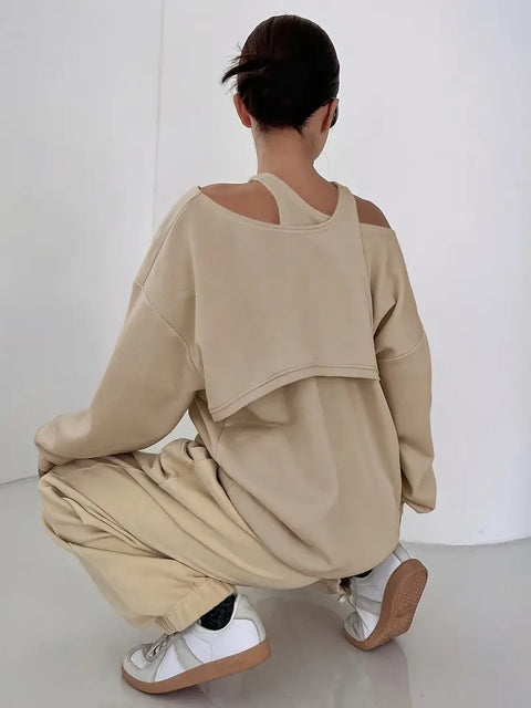 Agatha - Asymmetrischer Ausschnitt Off-Shoulder Sweatshirt für Frauen