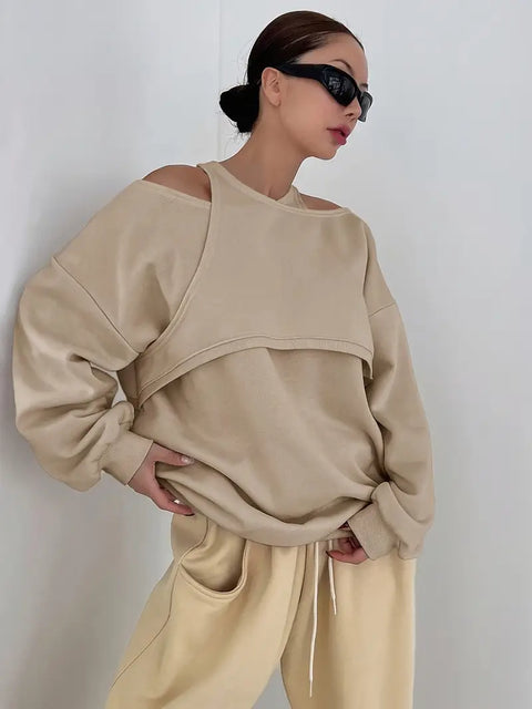 Agatha - Asymmetrischer Ausschnitt Off-Shoulder Sweatshirt für Frauen