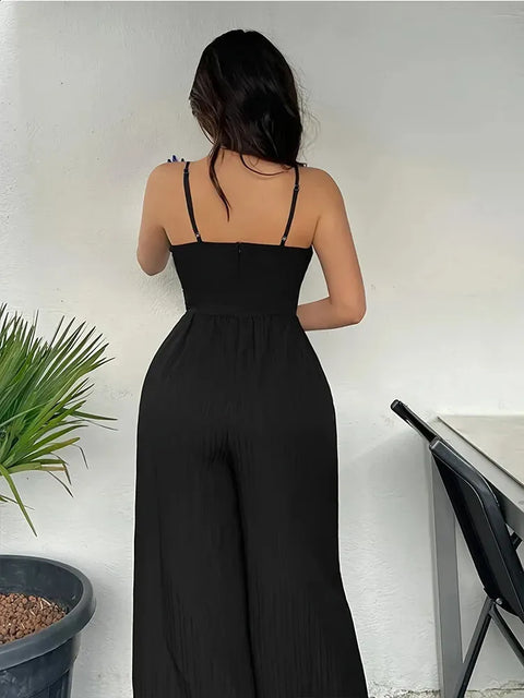 Lillian - Eleganter Bodycon mit V-Ausschnitt und weitem Bein