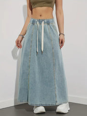 Fannie - Maxi-Denim-Rock mit Kordelzug