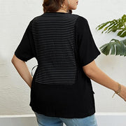 Aubrey - Gestreiftes Patchwork-T-Shirt mit Rundhalsausschnitt für Damen