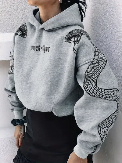 Zadie - Langärmliger Hoodie mit Schlangenmuster