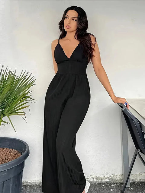 Lillian - Eleganter Bodycon mit V-Ausschnitt und weitem Bein