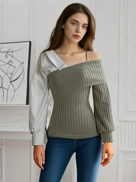 Della - Elegantes lässiges Patchwork-Top für Damen