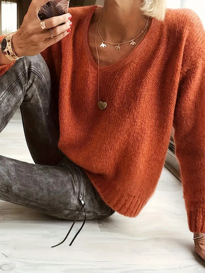 Paula - Drop Shoulder V Neck Sweater