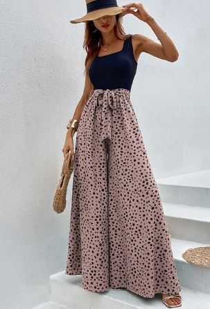 Kelly - Overall mit weitem Bein und Polka Dot-Print