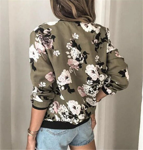 Zephy - Bomberjacke mit Reißverschluss und Blumenmuster