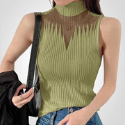 Brea - Transparentes Strick-Crop-Top mit Neckholder