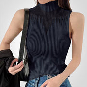 Brea - Transparentes Strick-Crop-Top mit Neckholder