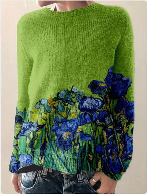 Sofia - Gestrickter Damenpullover mit 3D-Blumendruck