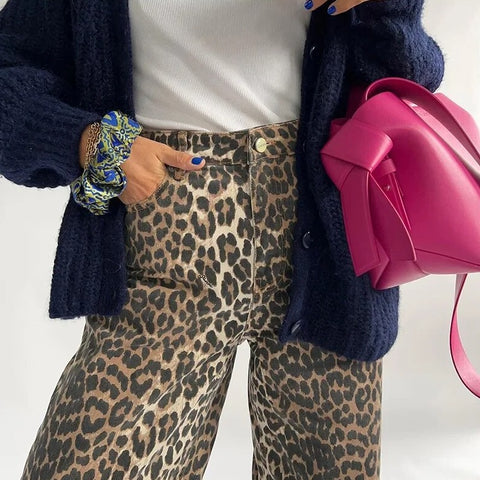 Bonnie - Vintage-Jeans mit Leopardenmuster