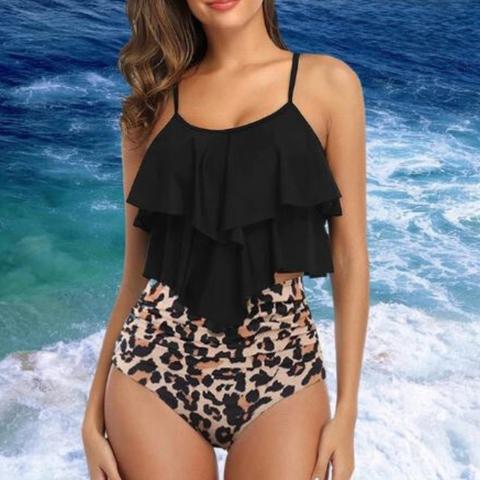 Cressida - Gerafftes Tank-Top und Bikini mit hoher Taille - 2-teiliges Tankini-Set