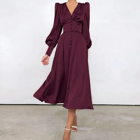 Bridget - Lantern Bubble Sleeve Elegantes Kleid