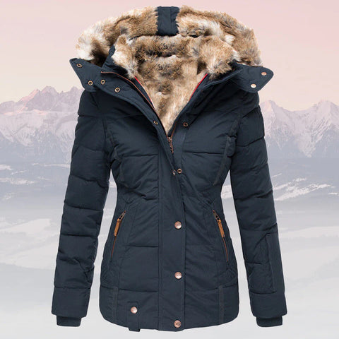 Eliza - Warme Winterjacke mit Pelzkragen und Kapuze für Damen