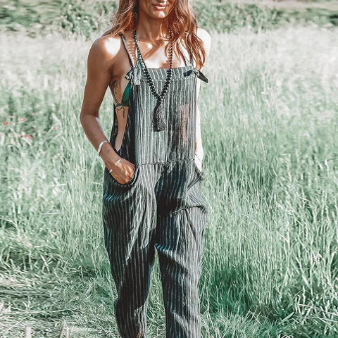 BELLA - Gestreifter Print Lose Jumpsuits