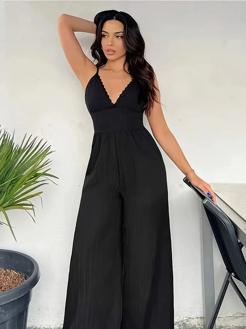 Lillian - Eleganter Bodycon mit V-Ausschnitt und weitem Bein