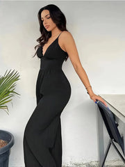 Lillian - Eleganter Bodycon mit V-Ausschnitt und weitem Bein