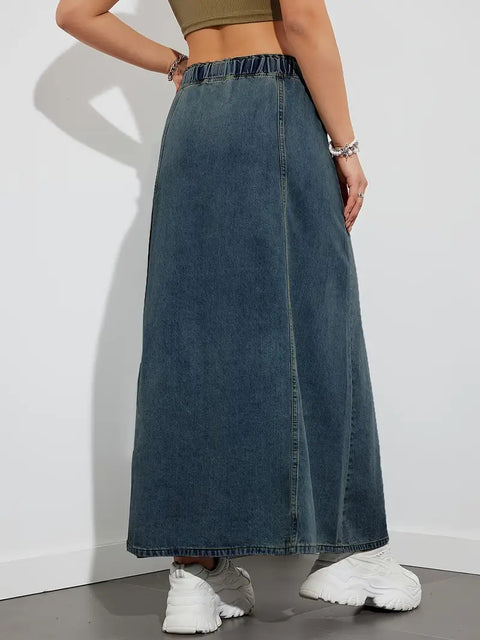 Fannie - Maxi-Denim-Rock mit Kordelzug