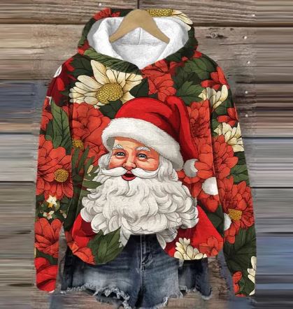 Vida - Vintage Santa Hoodie mit Druck