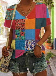 Allegra - Damen-Shirt mit Patchwork-Druck