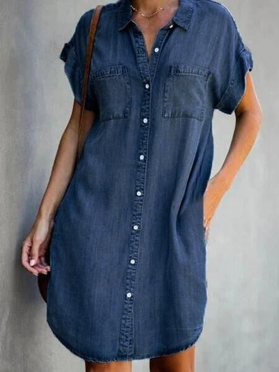 Elikah - Mittellanges Kleid aus einfarbigem Denim