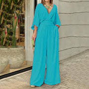 Felicity - Fledermausärmel Weites Bein Solide Farbe Elegant Jumpsuit